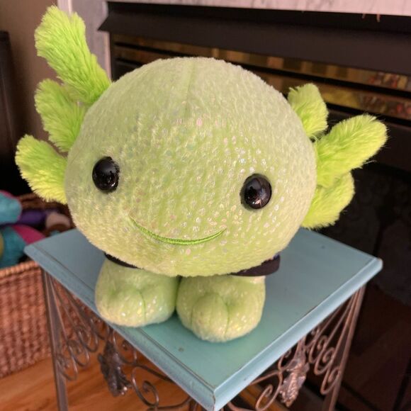Build a Bear Lime Green Glow in The Dark AXOLOTL 19 inch Plush with Outfit! - Picture 7 of 16